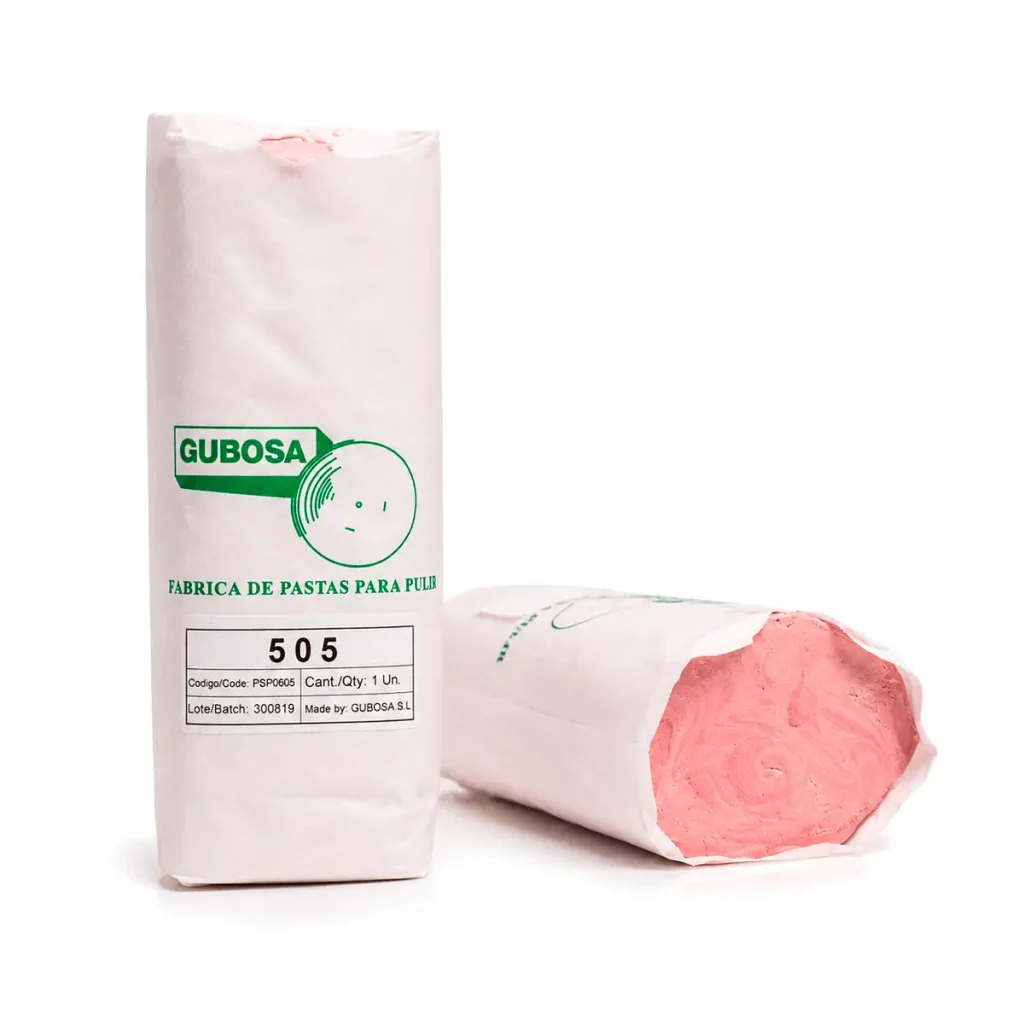 Pasta Rosa Gubosa 505 sólida para pulido y abrillantado de acero inoxidable, aluminio y latón