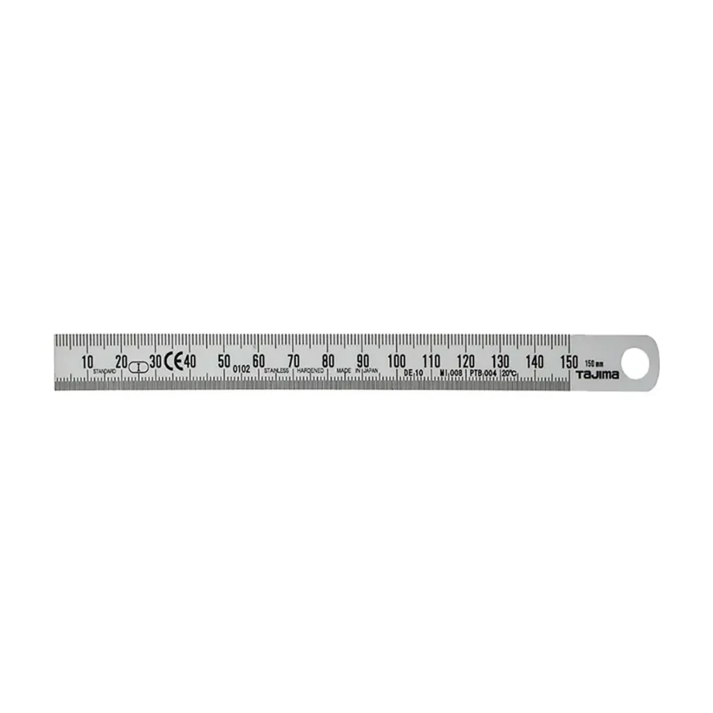 Regla de acero inoxidable Tajima 150 mm con graduación milimétrica de precisión