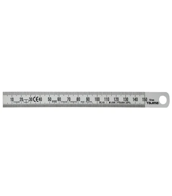 Regla de acero inoxidable Tajima 150 mm con graduación milimétrica de precisión