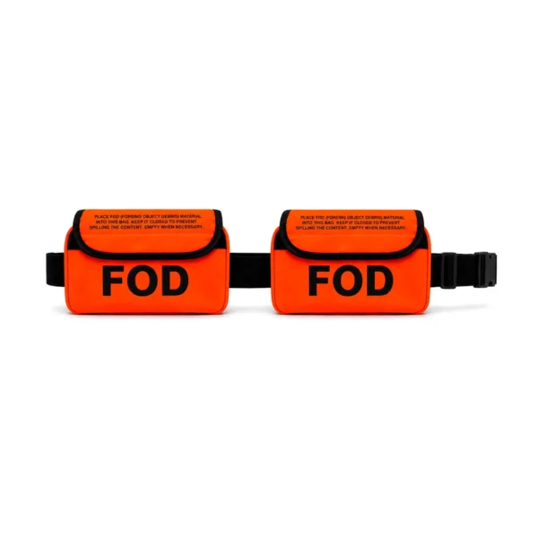 Set de bolsas FOD riñonera naranja con cinta ajustable para control de herramientas y objetos en mantenimiento industrial