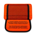 Vista trasera de bolsa FOD riñonera naranja personalizada con marcaje identificativo visible