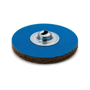 Vista lateral de disco de vellón ABRAINDU QCD 50 mm grano medio con soporte metálico de rosca hembra Quick Change