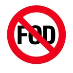 Símbolo FOD (Foreign Object Debris) de prohibición utilizado para identificar zonas de control de objetos extraños en entornos industriales y aeronáuticos.