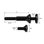 Portadiscos 1/4″ y 3/8″ Pérez Cardoso® con cotas del cuerpo, vástago y tornillos para discos abrasivos